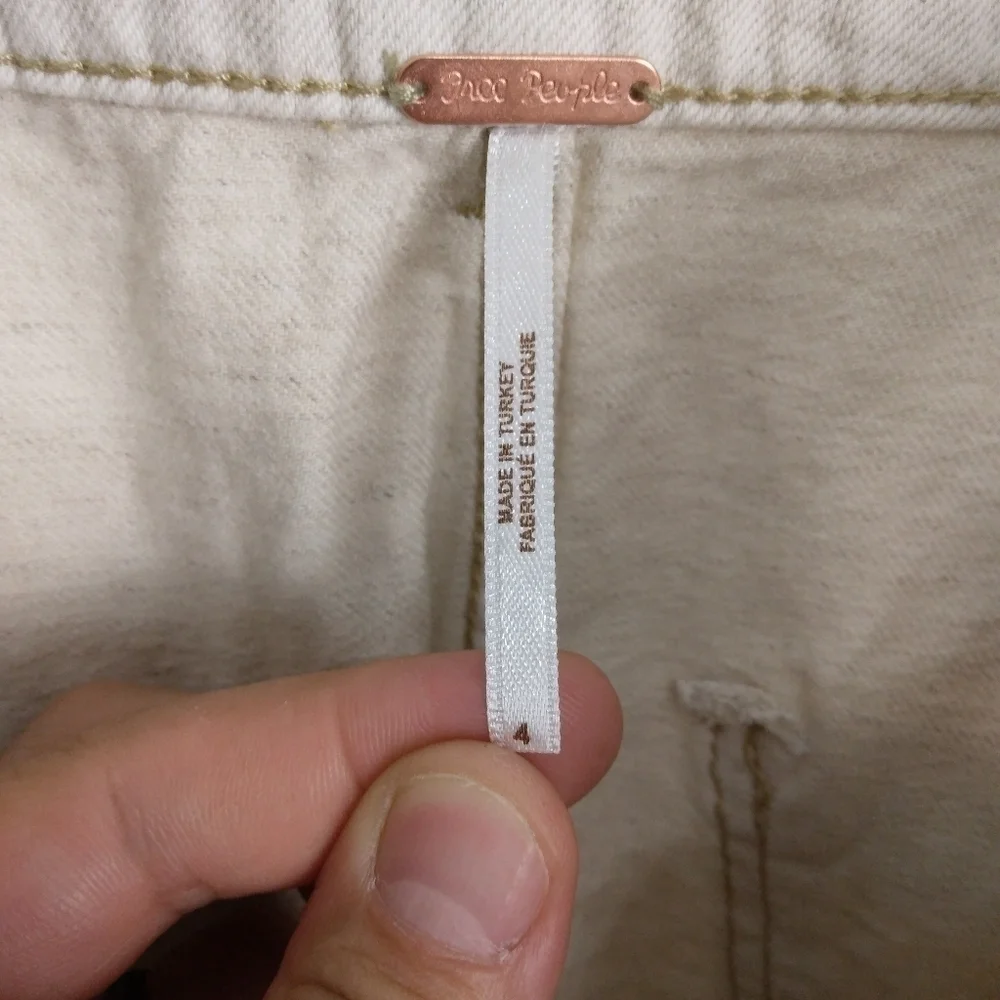 Free People High Rise Denim Skirt In Ecru Size 4 - Picture 4 of 5